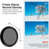 PULUZ 52mm UV+ND2-400 Lens Filter, Adjustable Neutral Density Filter for GoPro Hero11 / Hero11 Black Mini / HERO10 /