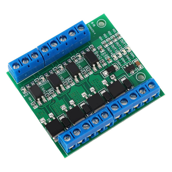 PWM 4-Channel PLC Amplifier Circuit Board, MOS FET Module Driver 3-20V to 3.7-27VDC 10A