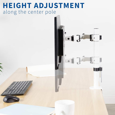 VIVO Single Monitor Arm Desk Mount, Holds Screens up to 32 Inch, Fully Adjustable Stand, White, STAND-V001W