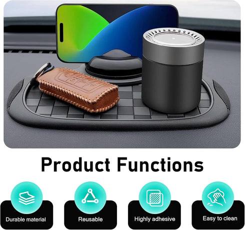 Culycey Car Dashboard Mat, Anti-slip Mat with Parking Number Sign and Rotatable Phone Holder, Multifunction Dashboard