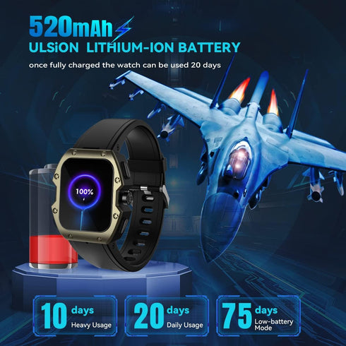 Smart Watches for Men, 1.91" Curved Screen 5ATM Waterproof Military Fitness Tracker for Android iOS