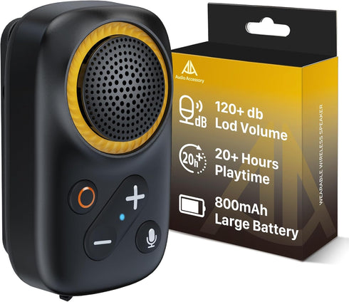 AA AUDIO ACCESSORY Wearable Bluetooth Speaker Clip On-Upgraded 800mAh Battery for 20 Hours Playtime, Waterproof