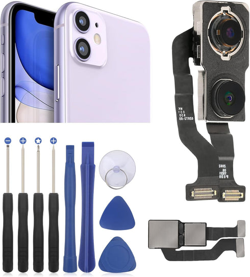 Main Rear Camera Module for iPhone 11, 12MP Replacement with Repair Tools for Models A2221 A2111 A2223