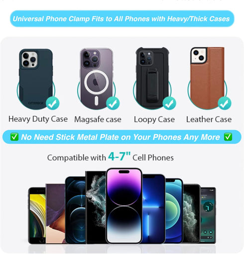 Gym Magnetic Phone Holder Mount, Compatible with All Smartphones, Attaches to Metal Surfaces, Big Phones Friendly