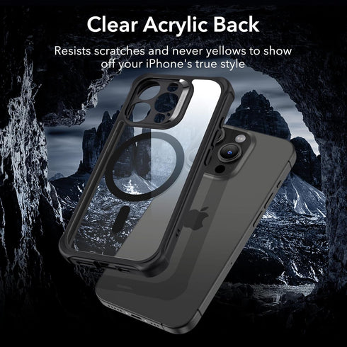 ESR Armor Series Case Set for iPhone 15 Pro Max, Clear Black, Military-Grade, Scratch Resistant, MagSafe Compatible,