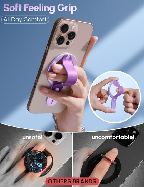 GripMate 17 16/15/14/13/12,Purple for Magsafe Phone Grip for iPhone - Magnetic Phone Ring Holder Detachable for iPhone