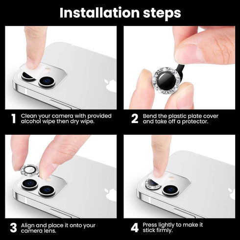 Tensea 9H Tempered Glass Camera Lens Protector for iPhone 12 & 12 mini (2020) - Diamond, 5.4" & 6.1" Compatible.