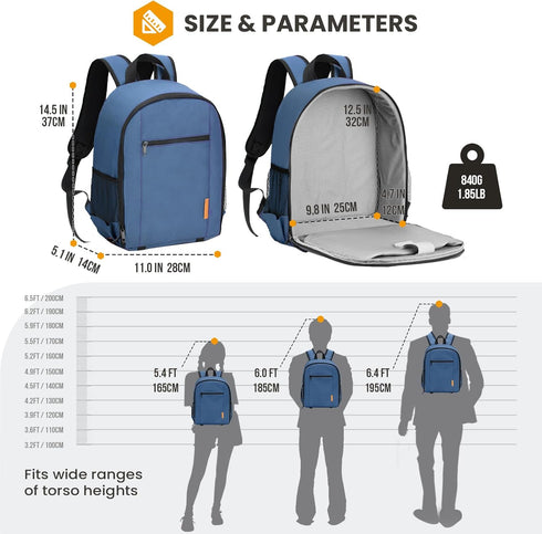 TARION Professional Camera Backpack Case with Laptop Compartment, Waterproof Rain Cover for DSLR SLR Cameras (Blue)