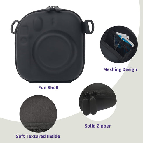 Camera Protective Case for Instax Mini 12/99, Hard Case for Fuji Mini 40/Mini 11/Mini 10/Mini 9/Mini 8/Mini 7+ Instant Camera Carrying Storage Bag with Shoulder Strap