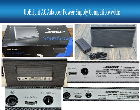UpBright Car 17V DC Adapter Compatible with Bose SoundLink III II Bluetooth Mobile Speaker, Auto Power Supply Cord