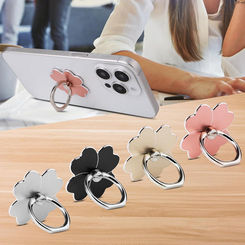 Golden Pearl 4pc-Cell Flower,360 180Angle Phone Ring Stand,Cell Phone Ring Holder Rotate and Adjustable Metal Finger