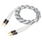 14AWG Speaker Wire Cable (15 Feet), Premium Heavy Duty Braided with Dual Gold Plated Banana Plug Tips, White