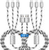 10Ft 3A Multi Charging Cable 2Pcs - 3 in 1 Braided USB Fast Charger for iPhone, Samsung, Pixel, LG, and more.
