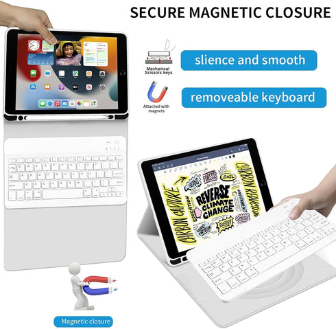 KENKE iPad 6/5th Generation Case with Keyboard, 9.7 Inch Detachable Wireless Bluetooth Case (Gray)