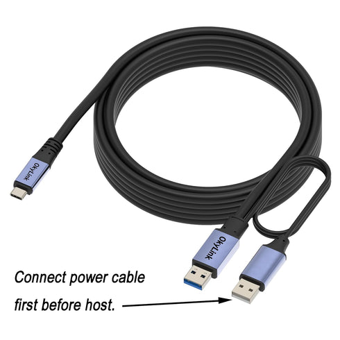 3.0/3.2 Gen1 15ft/5M 5Gbps, OkyLink Active USB A to C Data Cable High-Speed Signal Booster, Optional Power