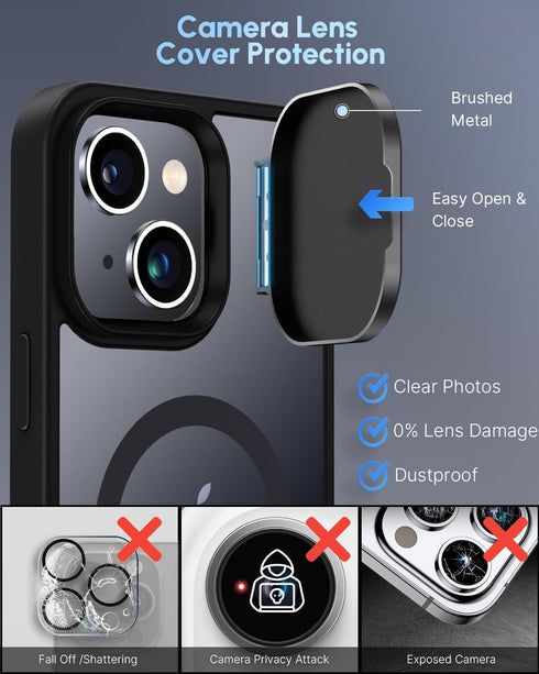 Silverback 15 15 6.1 inch Designed for iPhone Case with Camera Cover, MagSafe-Compatible Case with Built-in Stand