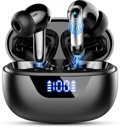 Wireless Earbuds Bluetooth 5.3 Headphones, 48H Stereo Earphones in Ear with 4 ENC Mic for Clear Calls, Noise Cancelling