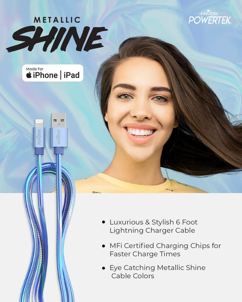 LIQUIPEL Powertek 6 ft iPhone Charger Cable, Fast Charging Lightning to USB Cord Adapter, MFI Certified, Compatible for