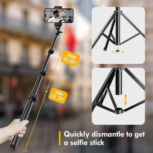 EMART Tripod for iPhone, Adjustable 52’’ Tall Portable Travel Stand, Cell Phone Tripod with Remote for Smartphone