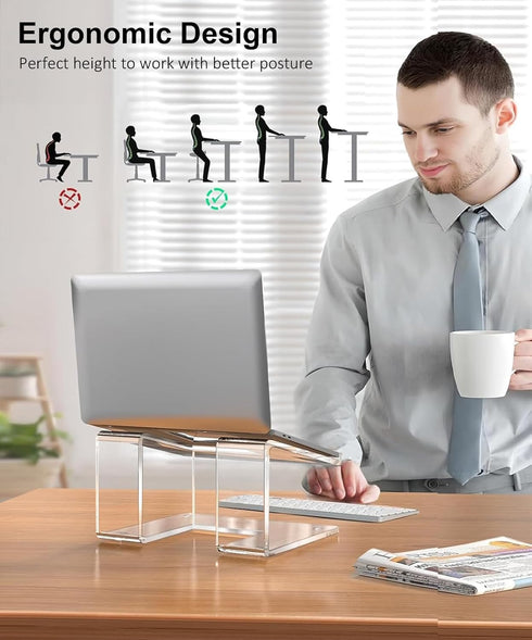 FUCDTEFC 10-17.3 Inch Acrylic Laptop Stand for Desk, Laptop Riser for Laptops, Ergonomic Computer Stand Holder