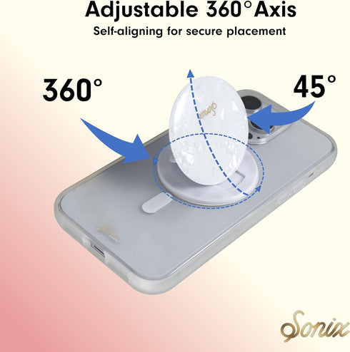 Sonix MagLink Snap Grip | Magnetic Phone Grip Holder and Collapsible Kickstand | Compatible with MagSafe | White Pearl