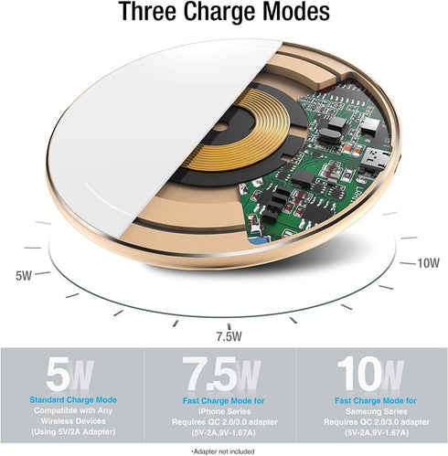 TOZO W1 Wireless Charger, 10W Qi-Certified Fast Charging Pad with Aviation Aluminum Computer Numerical Control Technology Compatible with iPhone 14 13 12 Series, Samsung Galaxy Series (NO AC Adapter)
