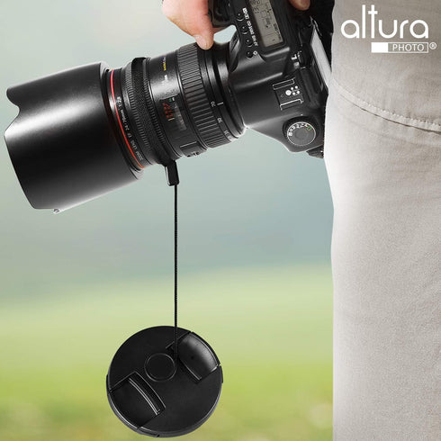 Altura Photo 5 Pcs Lens Cap Keeper - Camera Lens Cap Leash for DSLR & Mirrorless Lenses - Tether/Lens Holder for Canon,