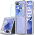 for Samsung Galaxy Z Flip 6 Clear Case with Tempered Glass Screen Protector, Slim Fit Shockproof Cover