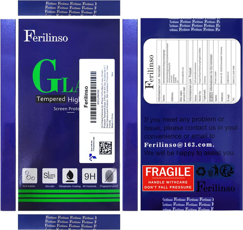 Ferilinso 3 Pack Privacy Screen Protector for iPhone 14 Pro Max - 9H Tempered Glass & Camera Lens Protectors.