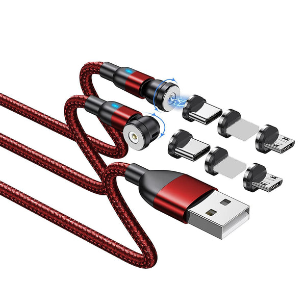 Magnetic Charging Cable 2-Pack 540° Rotating Magnetic Phone Charger Cable with LED Light for Micro USB, USB C -