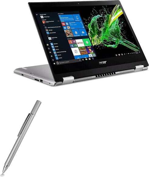 BoxWave FineTouch Stylus Pen for Acer Spin 3 (SP314-53N) - Super Precise Stylus, Metallic Silver
