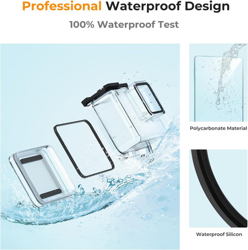 K&F Concept Waterproof Case with Dive Filters for GoPro Hero 12/11/10/9 Black, Protective Underwater Dive Housing