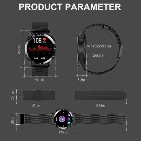 Smart Watch for Men, Fitness Tracker with Heart Rate Monitor, Pedometer, Full Touch Screen Waterproof for Android iOS