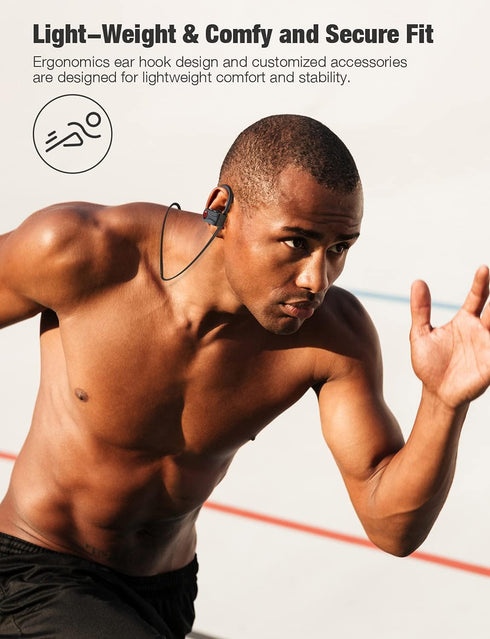 Otium Wireless Bluetooth Earbuds - IPX7 Waterproof Sports Headphones, 15H Playtime, Sound Isolation, Black.