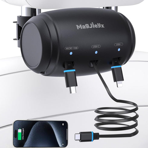 MAGJIEYX for Retractable Car Charging Station Box, 3 in 1 Headrest Fast Power