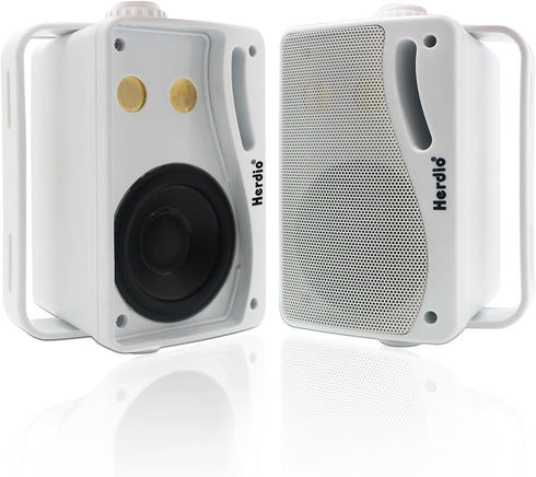 Herdio 3.5 Inch Passive Outdoor Speakers, Wired Waterproof, 200W 3 Way Premium Mountable Wall Mount Speakers with