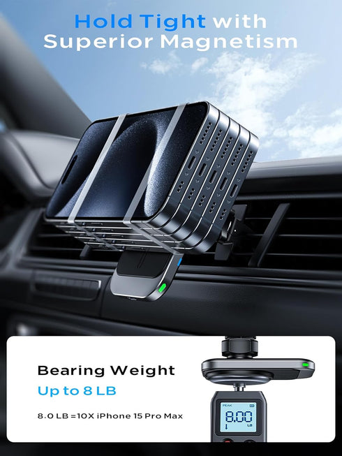 Hinyx 15W MagSafe Car Mount Charger, Magnetic Wireless Car Charger for iPhone 15 14 13 12 11 Pro Max
