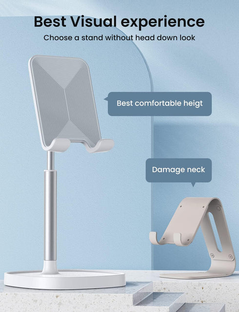 LISEN Desk Organizers and Accessories Workspace Cell Phone Stand White Height Angle Adjustable Stable Holder Sturdy Stand for 4-10in iPhone 13 Pro iPad Kindel Samsung etc