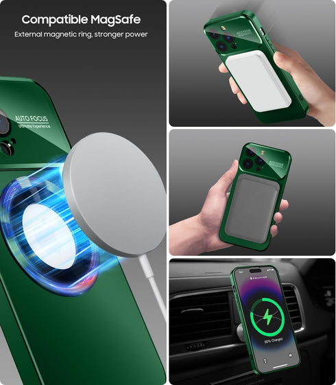 Magnetic Case for iPhone 12 Pro Max, Compatible with MagSafe, Built-in Camera Lens Protector, Military Grade Drop