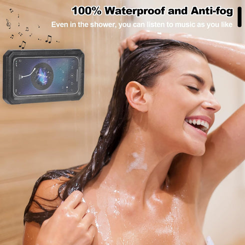 Waterproof Shower Phone Holder, Wall Mounted 360° Rotation, Anti-Fog HD Touch Screen Case for 4" to 7" Cell Phones in