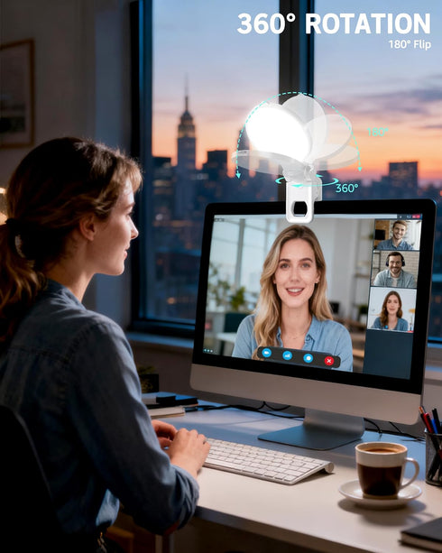 NiceVeedi 3 Color Soft Selfie Light Phone Light with Clip, Portable Edge-lit Ring Light, Rechargeable Video Conference