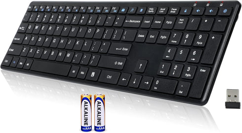 INFINMIND Wireless Keyboard-2.4G USB Ultra Slim Quiet Full Size Matte PC Computer Keyboard,19