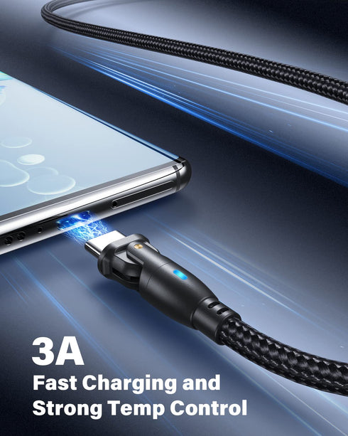 AUFU USB C Cable 6ft(3Pack-6.6ft/6.6ft/6.6ft), 180 Rotation USB to USB C Cable/3A USB C Fast Charger Cable/USB A to USB C Cable/Type C Charging Cable/USB C Charging Cord for Type C Device