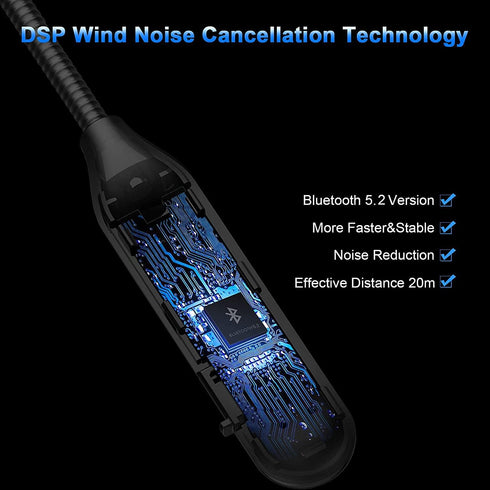 Motorcycle Bluetooth 5.2 Headphones Universal Helmet Audio System with Music and Voice Microphone