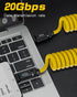 Poyiccot Coiled USB C Cable, 140W 20Gbps Spring Coiled USB Type C Charger Cable, 8K@60Hz Video Transfer, Max Stretched