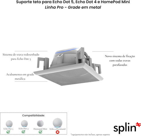 Splin Ceiling Embedded Mount Stand Compatible with Smart Speaker Alexa Echo Dot 4th and 5th gen., Amazon, and HomePod