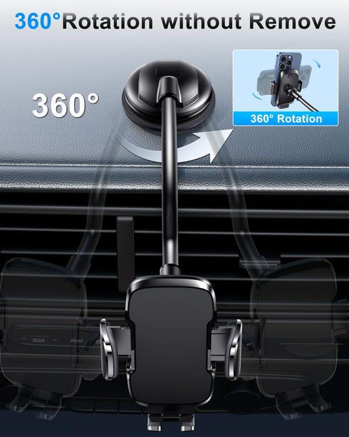 TICILFO Gooseneck Phone Holders for Car, Flexible Phone Stand for Dashboard Windshield with Strong Suction Cup