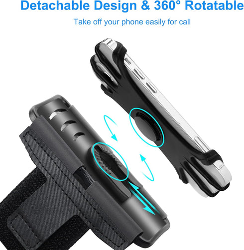 Cell Phone Running Armband - 360° Rotatable Detachable Arm Band for iPhone 16 15 14 13 12 Pro Max Plus, Samsung Galaxy