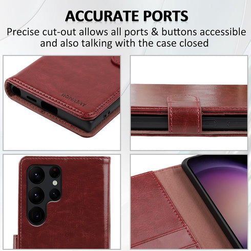 MONASAY Wallet Case for Samsung Galaxy S24 Ultra 5G, RFID Blocking Flip Folio Leather Cover with Credit Card Holder