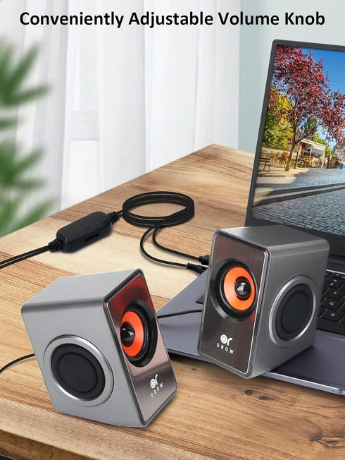OROW 12W Computer Speaker with Volume Control, USB Powered, Dual Diaphragm for PC/Laptop/iMac